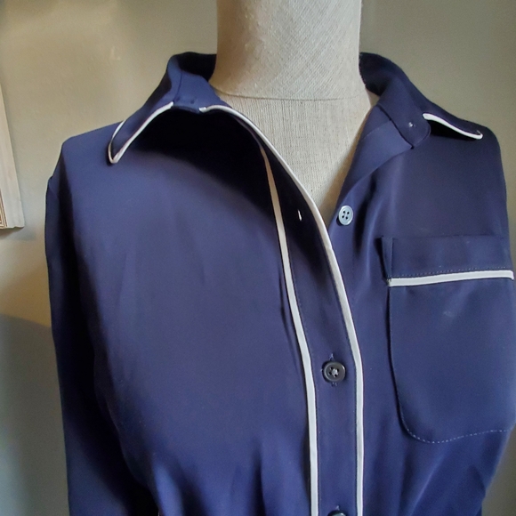 ANN TAYLOR Shirt Dress Women's XSP Navy Blue - Picture 9 of 9
